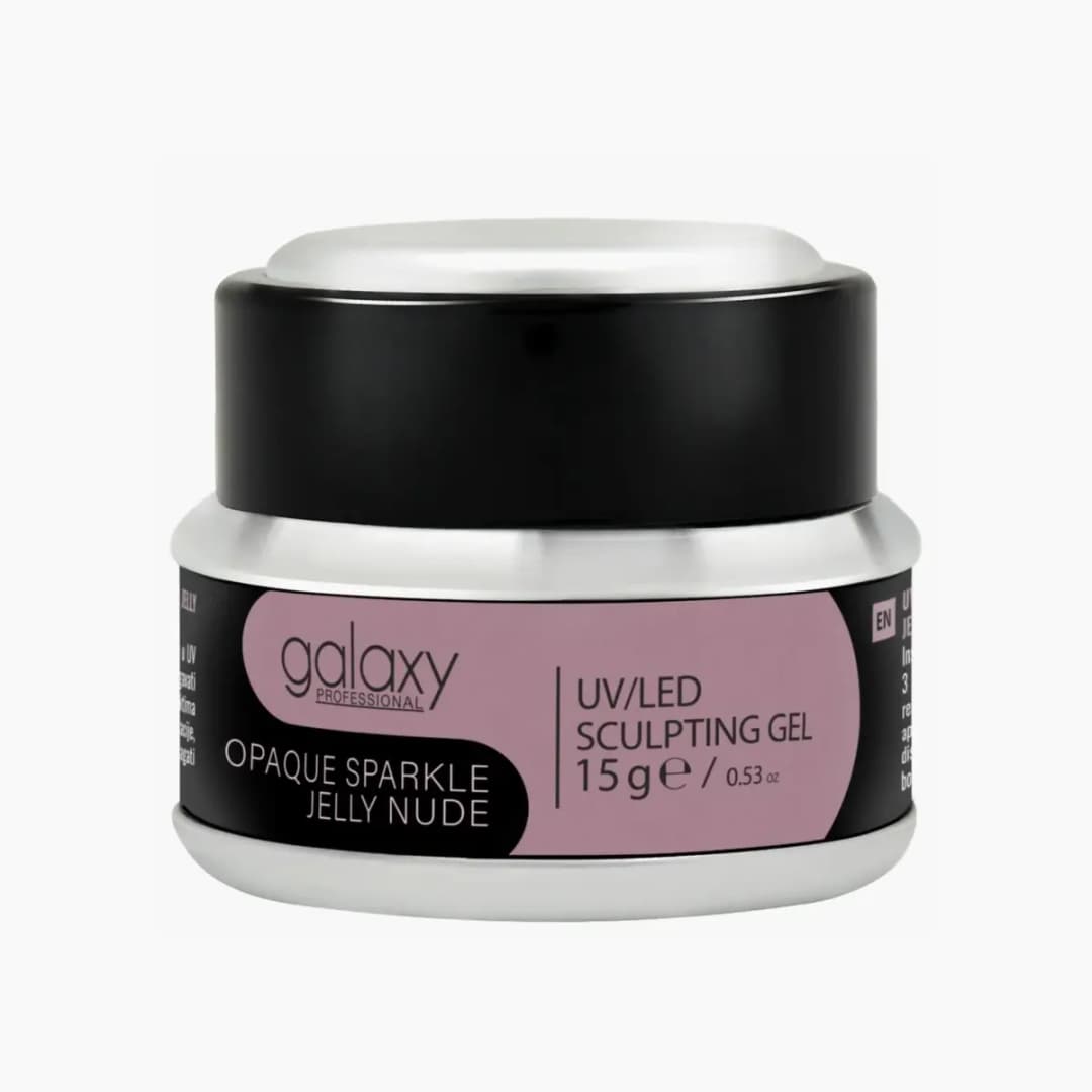 Gradivni kamuflažni gel za nadogradnju noktiju - UV/LED Opaque Sparkle Jelly Nude - 15 g